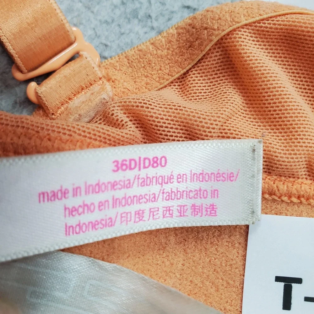 PINK Victoria's Secret Women Bra 36D Peach Wear Everywhere T Shirt Wireless